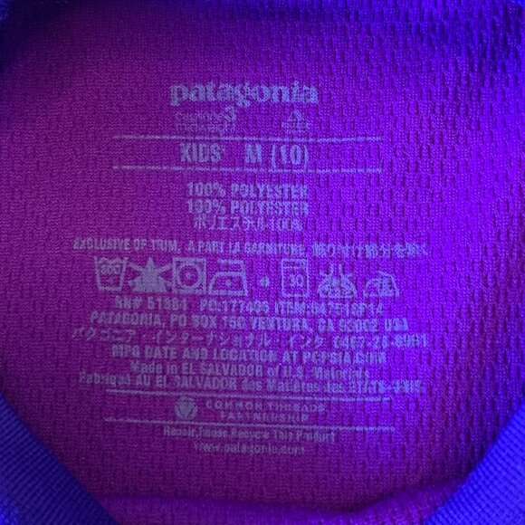 PATAGONIA Capilene Midweight Base Layer Top Girls 10 M Two Tone Purple Baselayer - Picture 8 of 8